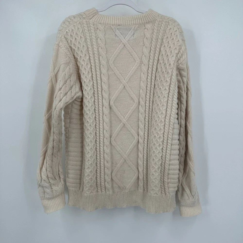 Elfric Eden Mens Preppy Fisherman Cable Knit Sweater Size L Nautical Yacht Club